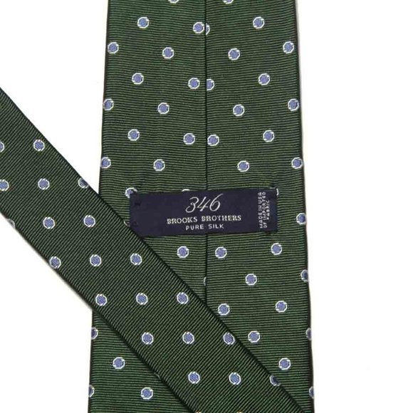 Brooks Brothers 346 Silk Tie Green Blue White Geometric Men's - Picture 2 of 2